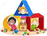 Clipart of little children playing with toys