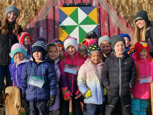 Elementary students at the Corn Maze