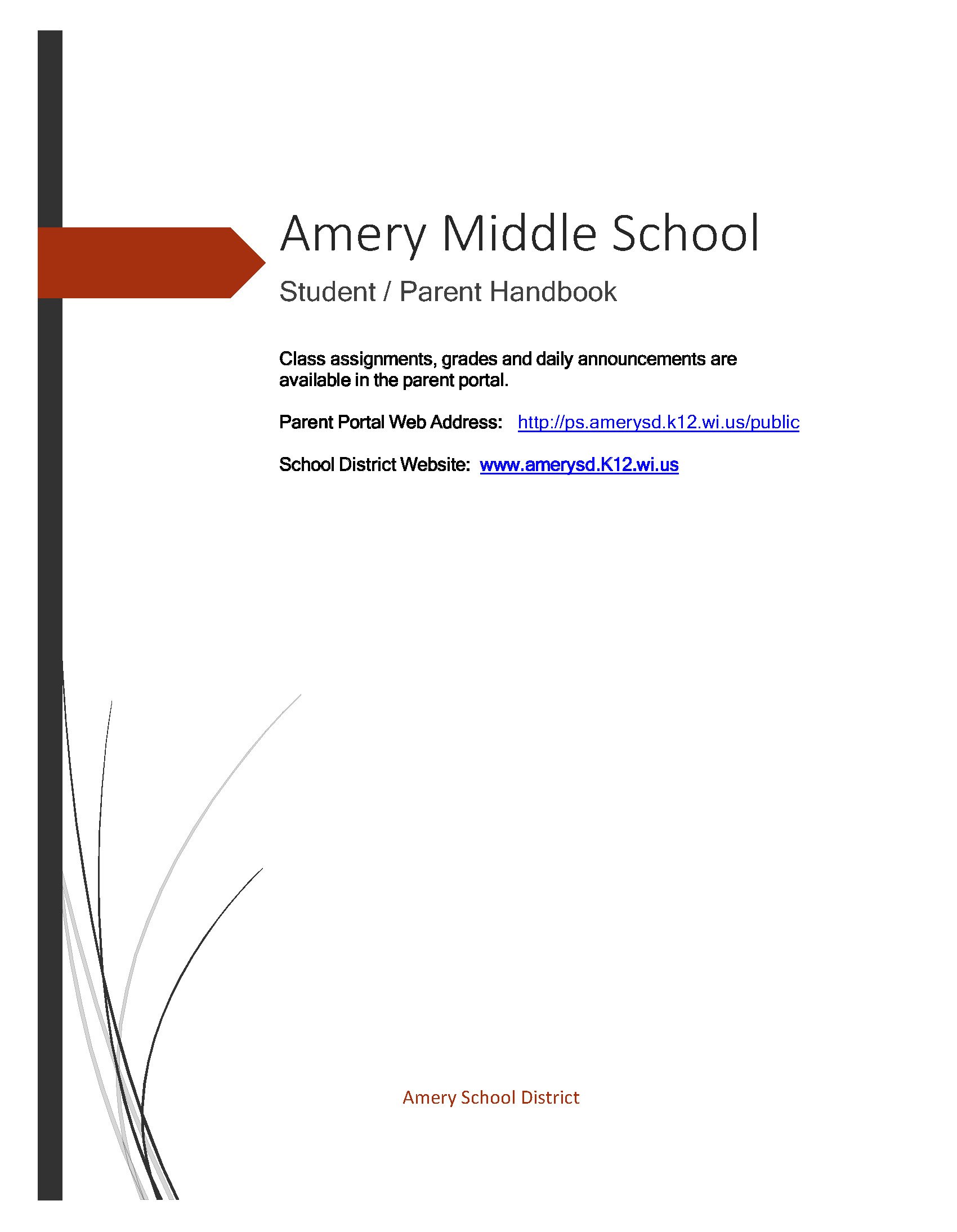 Cover image of Middle School Student Handbook.  Click here to view the entire handbook.